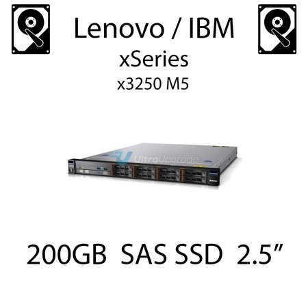 200GB 2.5" dedykowany dysk serwerowy SAS do serwera Lenovo / IBM System x3250 M5, SSD Enterprise , 600MB/s - 49Y6134 (REF)